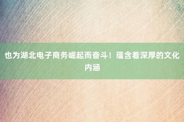 也为湖北电子商务崛起而奋斗！蕴含着深厚的文化内涵