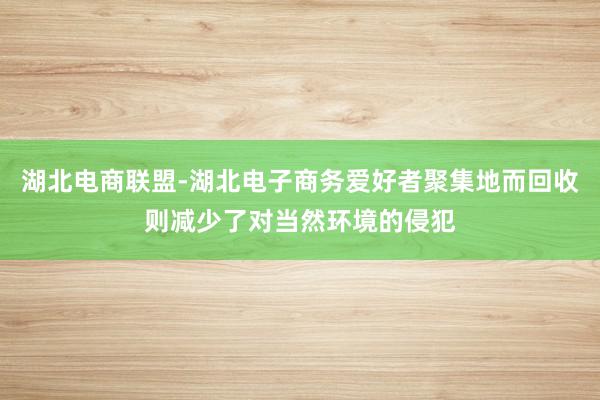 湖北电商联盟-湖北电子商务爱好者聚集地而回收则减少了对当然环境的侵犯